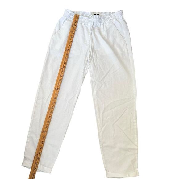 J. Crew Linen Blend Retreat Old Money Beachcore Pull On Relaxed White Ankle Pant - Picture 5 of 10